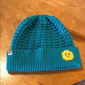 LEGO Teal Knit Beanie with Yellow Minifigure Patch
